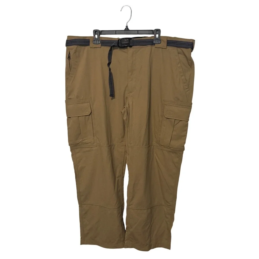 Duluth Trading Co Dry on the Fly Cargo Pants Mens 3XL Camel Brown Nylon Belted